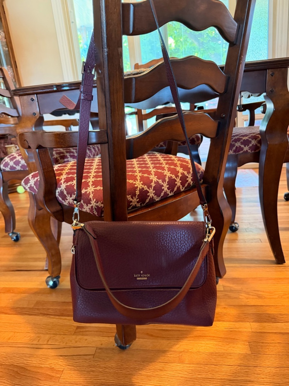 Kate Spade Pebbled Leather Georgia Carter Cherrywood Crossbody Purse